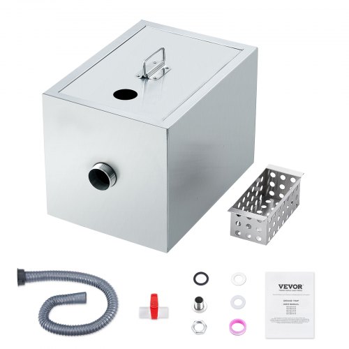 

VEVOR Separatore di Grasso Commerciale da 8 libbre, Ingresso Superiore, Acciaio Inossidabile, Separatore di Acqua per Olio e Acque Reflue da 2,8 GPM, per Ristorante, Mensa, Cucina Domestica