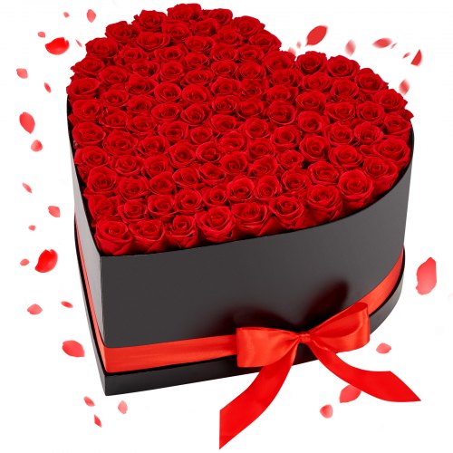 

VEVOR Fiori Secchi Ornamentali 100 Rose Stabilizzate in Scatola a Forma di Cuore, Bouquet di Fiori Eterni Immortali, Rosa Eterna Vera, Ampia Gamma di Utilizzi Anniversario, Natale, Rosso