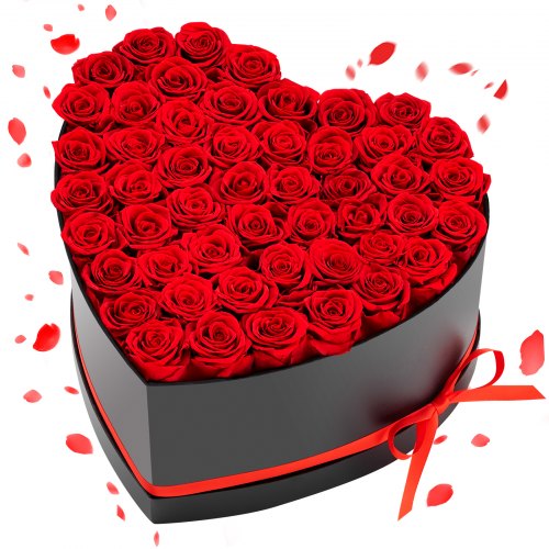 

VEVOR Fiori Secchi Ornamentali 50 Rose Stabilizzate in Scatola a Forma di Cuore, Bouquet di Fiori Eterni, Rosa Eterna Vera, Ampia Gamma di Utilizzi Anniversario, San Valentino, Natale, Rosso