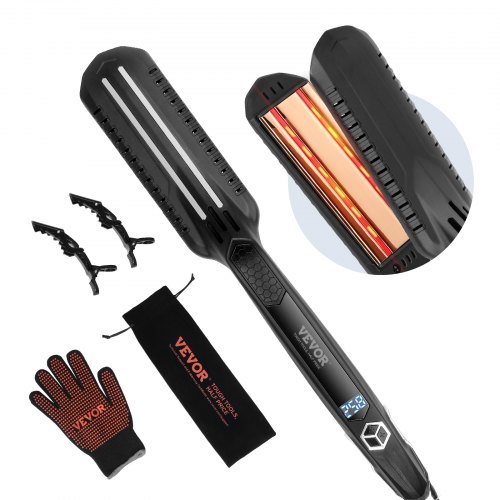 

VEVOR Piastra per Capelli 300 x 45 x 60 mm Piastra per Capelli a Doppio Infrarossi con Schermo LCD, 19 Livelli di Temperatura, Piastra per Capelli a Riscaldamento Rapido per Uso Domestico in Salone