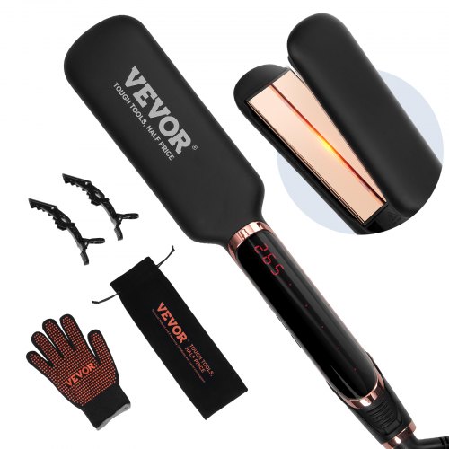 

VEVOR Piastra per capelli, Piastra per capelli in titanio da 2 pollici - con tecnologia a infrarossi e ioni negativi, Piastra per capelli a riscaldamento rapido con display LCD e 11 livelli di temperatura per viaggi a casa in salone