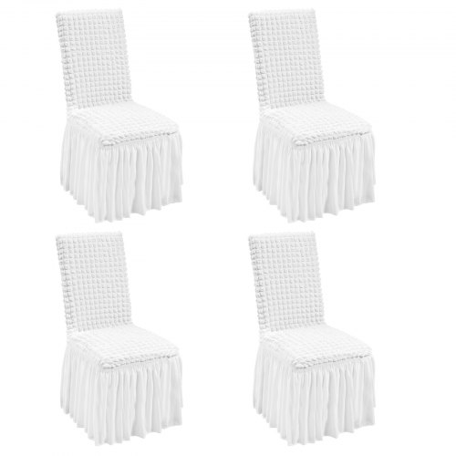 

VEVOR Confezione da 4, Bianco, Coprisedia in Spandex Elastico, Coprisedia Universale con Gonna, Fodere Rimovibili e Lavabili, per Matrimoni, Vacanze, Banchetti, Feste, Celebrazioni, Sala da Pranzo