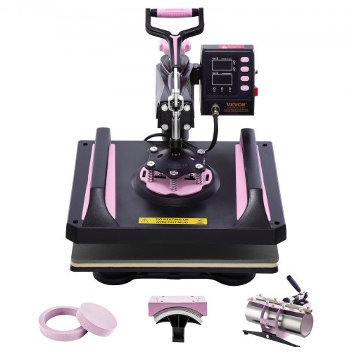 

VEVOR 5 in 1 Macchina Pressatura a Caldo 290x380 mm Pressa a Tamburo Nero Rosa