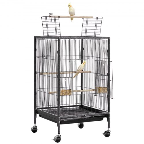 

VEVOR Gabbia Voliera per Uccelli da 460 x 460 x 770 mm, Parte Superiore Piatta Aperta, in Ferro Battuto con Trespoli, Vassoio Estraibile e Mangiatoie in Plastica, Ruote, per Pappagallo, Cinciarella