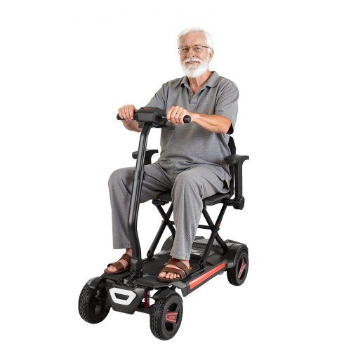 

VEVOR Scooter Elettrico a 4 Ruote Pieghevole, Fuoristrada, Autonomia di 15 km, Capacità di Salita di 9°, Carico di 120 kg, con Batteria da 24 V 12 Ah, Mobilità Scooter per Anziani Disabili