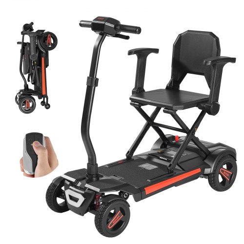 

VEVOR Scooter Elettrico a 4 Ruote Pieghevole con Telecomando, Autonomia di 15 km, Capacità di Salita di 9°, Carico di 120 kg, con Batteria da 24 V 12 Ah, Mobilità Scooter per Anziani Disabili