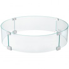 VEVOR Protezione per Recinzione a Forma Rotonda Tavolo di Vetro Temperato da 580x580x150 mm, Parafiamma in Vetro Spessore a 6,4 mm con 8 x Staffe per Bracieri Esterni Rotondi, Rettangolari e Quadrati