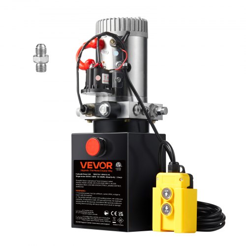 

VEVOR Pompa Idraulica CC 12V Capienza ca. 4 L Centralina Idraulica ad Azione Singola Flusso d'Olio ca. 3,44 L/min Pressione Massima di 22 MPa, Pompa per Montacarichi Auto Camion Rimorchio da Garage