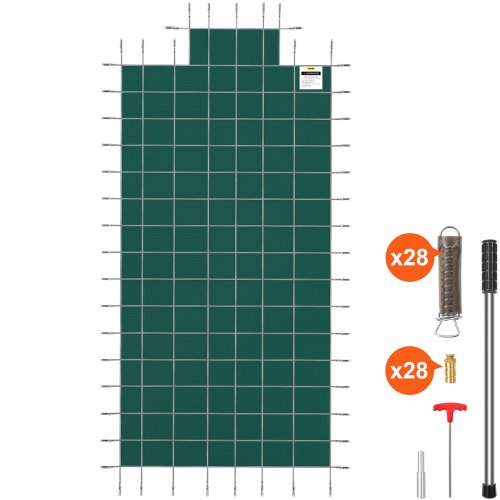 

Copertura per piscina rettangolare di sicurezza 16X32 FT Sezione gradino verde 4X8 FT Inverno per esterni