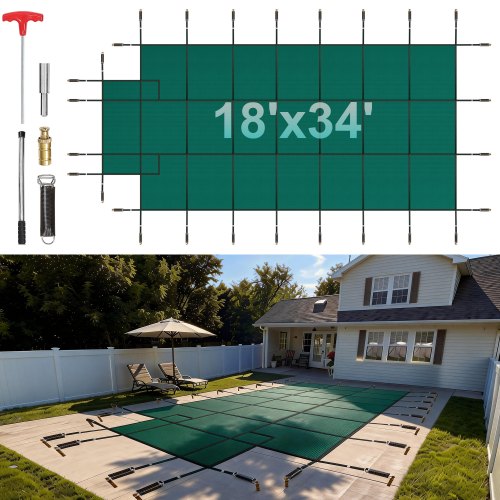 

VEVOR Copertura di Sicurezza per Piscina, Adatta a 16x32ft Copertura di Sicurezza Interrata Rettangolare Copertura di Sicurezza per Piscina Solida per Piscina Copertura di Sicurezza Invernale