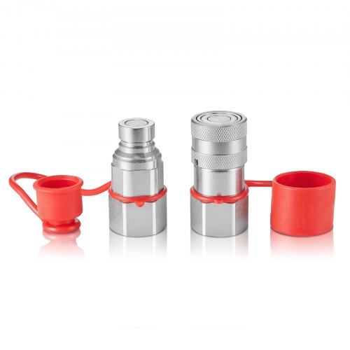 

VEVOR Attacchi Idraulici a Faccia Piatta 12,7 mm Attacco Rapido Idraulico per Minipala, Filettatura 3/4 SAE, Attacco Rapido Idraulico 1 Paio, con 2 Cappucci Antipolvere, 5000 PSI e 25 GPM (ISO16028