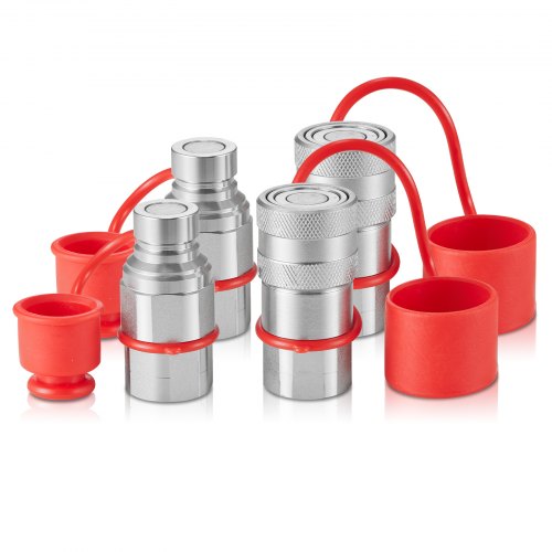 

VEVOR Attacchi Idraulici a Faccia Piatta 12,7 mm Attacchi Rapidi Idraulici per Minipale, Filettatura NPT, Attacchi Rapidi Idraulici 2 Paia, con 4 Cappucci Antipolvere, 5076 PSI e 25 GPM (ISO16028)