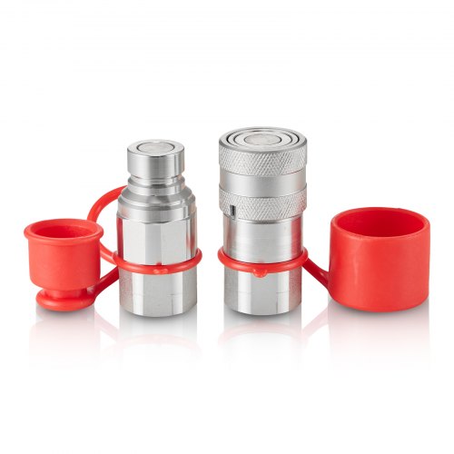 

VEVOR Attacchi Idraulici a Faccia Piatta 12,7 mm Attacchi Rapidi Idraulici per Minipale, Filettatura NPT, Attacchi Rapidi Idraulici 1 Paio, con 2 Cappucci Antipolvere, 5076 PSI e 25 GPM (ISO16028)