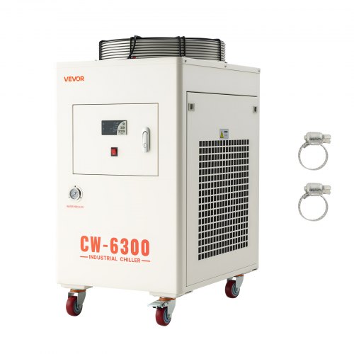 

VEVOR Refrigeratore d'Acqua Industriale per Macchina per Incisione Laser CW-6300, Sistema di Raffreddamento ad Acqua con Compressore per Taglio Laser da 2500 W, Capacità 40 L, Portata Max 70 L/min
