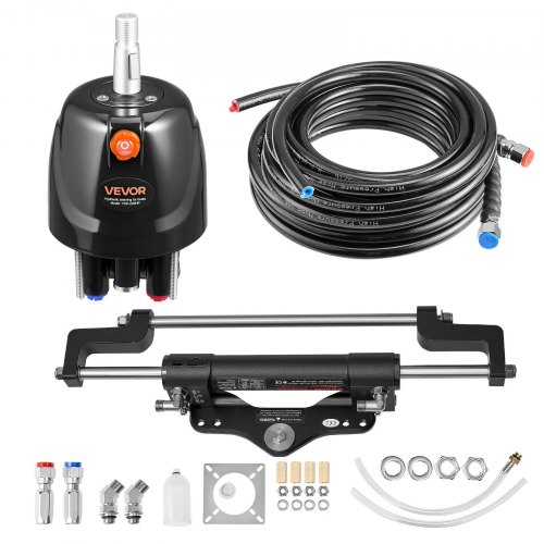

VEVOR Kit di Sterzo Idraulico 150kW (200 CV) Sistema di Sterzo Idraulico per Barche con Pompa del Timone da 1000 PSI, Cilindro di Bloccaggio Bidirezionale Tubi Flessibili per Stazione Singola