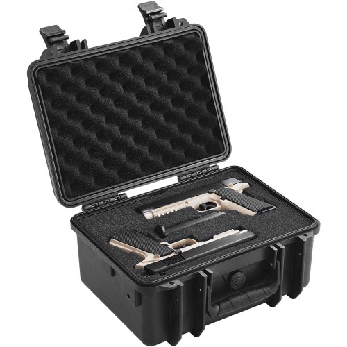 

VEVOR Custodia Rigida per Pistola 365 x 295 x 197 mm Custodia per Pistola con Schiuma PU Pretagliata, Custodia Rigida Impermeabile e Antipolvere per 2 Pistole, con Serratura, Materiale Guscio PP, Nera