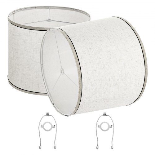 

VEVOR Paralume Set da 2 Pezzi Copri Lampadine con Arpa 290 x 320 x 245 mm, Paralume di Ricambio per Lampade da Tavolo, Lampada da Terra Lampadine a Sospensione, Lino Chiaro Bordo Nero