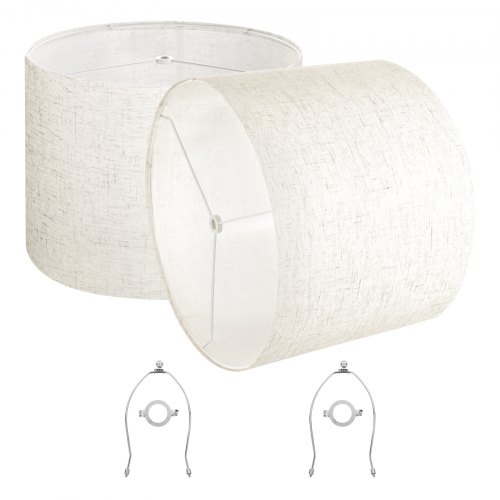 

VEVOR Paralume a Tamburo, Set da 2 Pezzi Copri Lampadine con Arpa 400 x 400 x 300 mm, Paralume di Ricambio per Lampade da Tavolo, Lampada da Terra Lampadine a Sospensione, Lino Chiaro
