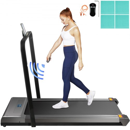 

VEVOR Tapis Roulant da Scrivania a Correre Camminare 500W in Argento, Tapis Roulant Sotto Piano con Telecomando e Corrimano, Macchina da Passeggio Cintura da Piedi 1120x360x1,4mm per Casa e Ufficio