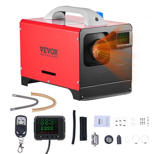 

VEVOR Riscaldatore d'Aria Diesel, 12-24V 8KW, Riscaldamento Rapido con Telecomando e Interruttore LCD Nero, Silenzioso, Annuncio Vocale, Funzione di Preriscaldamento per Camper, Camion