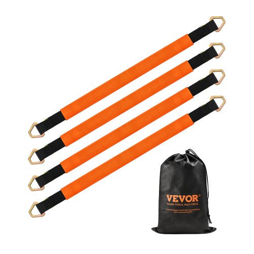 

VEVOR Cinghie di Fissaggio per Assali Resistenti da 5 x 97,5 cm, con Resistenza alla Rottura di 5443,1 kg, con Anelli a D, 4 Pezzi Cinghie per Assali per Auto, Rimorchi, Camion, Traino