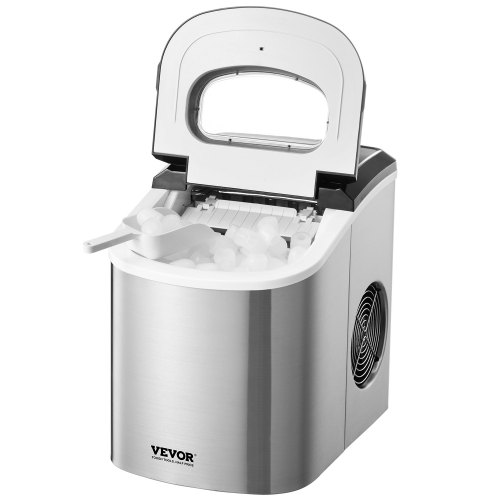 

VEVOR Macchina per Ghiaccio da Banco, 9 Cubetti Pronti in 6 Minuti, 15 kg in 24 Ore, Macchina per Ghiaccio Portatile Autopulente con Paletta e Cestello per Ghiaccio, per Casa, Cucina, Ufficio, Bar