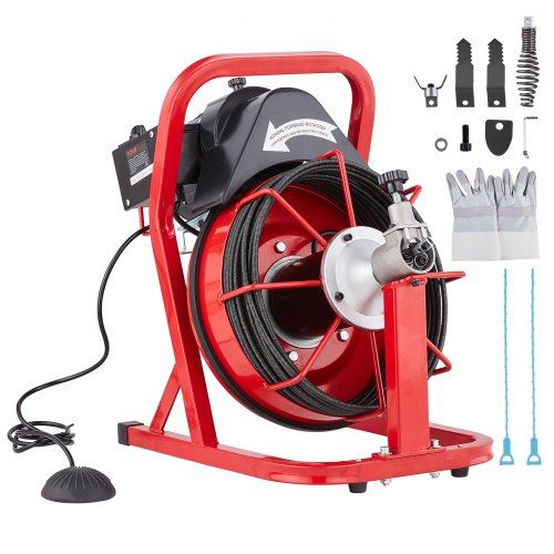 

VEVOR Sbloccatubi Elettrico 15m x 7,62mm Macchina per la Pulizia dei Tubi Alimentazione Automatica Pulitore per Tubi di Scarico con 4 Taglierine, Azionamento a Pedale Pneumatico per Tubi da 5-10 cm