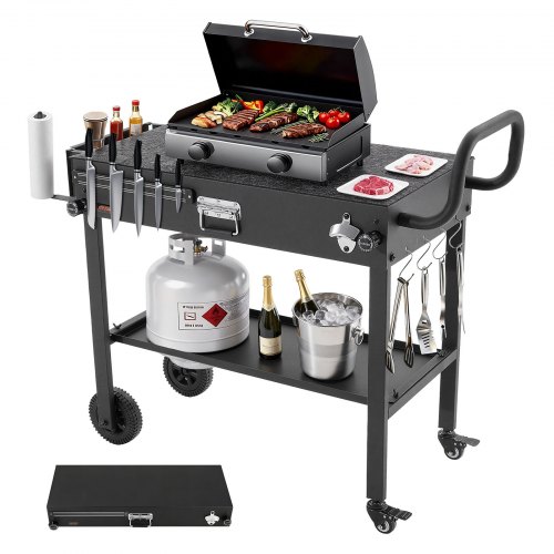 

VEVOR Carrello da Pranzo per BBQ da Esterno da 787 x 432 mm, Tavolo da Cucina Pieghevole per Esterni con Porta Fazzoletti, Ruote, Portautensili Magnetico, Tavoli per Picnic, Cucina, Cortile