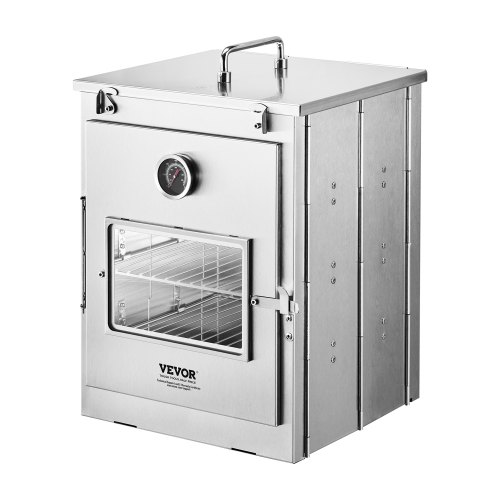 

VEVOR Forno da Campeggio Pieghevole in Acciaio Inox, Fornello da Campeggio Portatile con Griglia a 3 Livelli, Maniglia e Termometro, Utilizzare con Fuoco a Legna, per Cuocere Pizza, Cucina all'Aperto