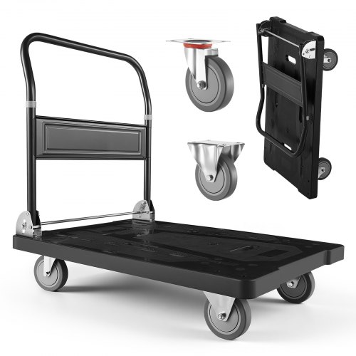 

VEVOR Carrello Pieghevole da Trasporto Capacità Carico max. 453,59kg, Carrello con Piattaforma Pieghevole Salvaspazio Dimensioni Piegate 895x595x290 mm Maniglia di Spinta per Traslochi Pacchi Merci