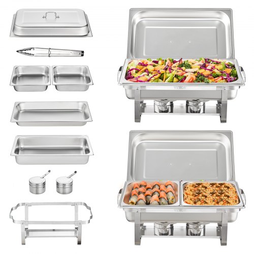 

VEVOR Scaldavivande in Acciaio Inox per Buffet Catering Vassoi Sostituibili 7,5L