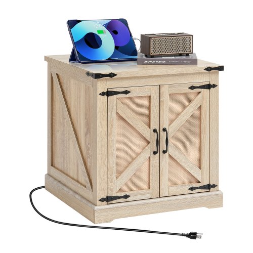 

VEVOR Tavolino in Rattan, Tavolino Rettangolare in Legno di Vimini Rattan con Piano in MDF, Tavolino Moderno in Stile Boho 600 mm con Portaoggetti e Cerniere in Metallo per Soggiorno, Camera da Letto