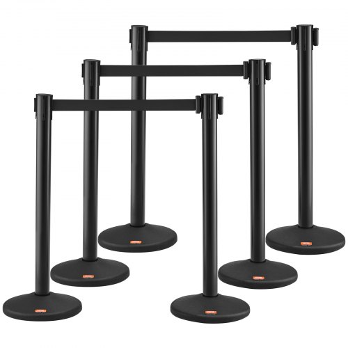

VEVOR Pali con Cintura per Controllo della Folla φ345x930mm, Barriere di Controllo della Folla 6 Pezzi, Pali con Cintura Retrattile 2000x48mm Nera, Divisorio Linea Folla per Evento