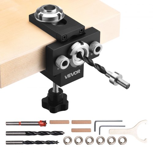 

VEVOR Kit di Punte per Tasselli, Lega di Alluminio, Dima per Guida di Foratura, per Lavorazione del Legno con Punte da Trapano di 3 Dimensioni 6,4 mm 7,9 mm 15 mm per Lavorazione del Legno