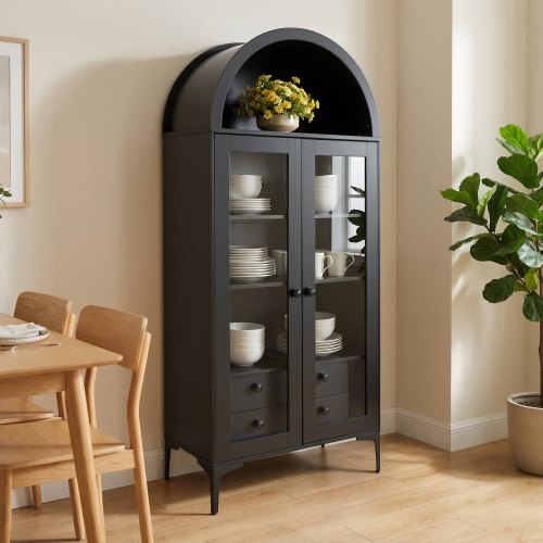 

VEVOR Vetrina Arco con Ante in Vetro, Vetrina per Oggetti Curiosi a 4 Livelli Alta 1790 mm, con 2 Ripiani Regolabili per Giocattoli da Collezione, Libreria per Casa, Ufficio, Sala Giochi