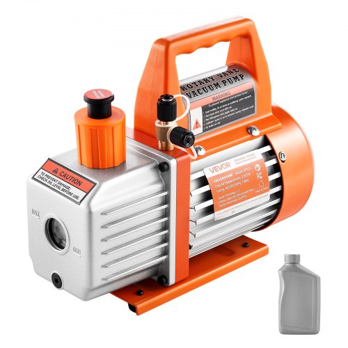 

VEVOR Pompa per Vuoto 100 L/min a Palette Rotanti Monostadio HVAC Sistema R134a R22 R410a Serbatoio dell'olio, Motore a 4 Poli 5 Pa Pompa Vuoto per Manutenzione di Impianti Climatizzazione per Auto