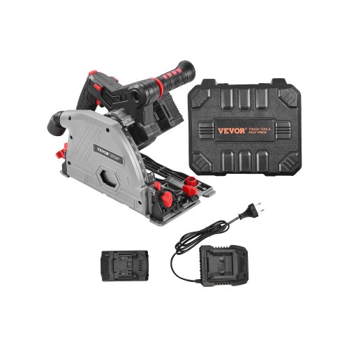 

VEVOR Troncatrice Circolare a Batteria Lama 139,7 mm, Kit Troncatrice a Binario a Immersione Motore Senza Spazzole, Batterie da 4 Ah 20 V, Profondità di Taglio 52 mm a 90° 38 mm a 45°, Senza Binario