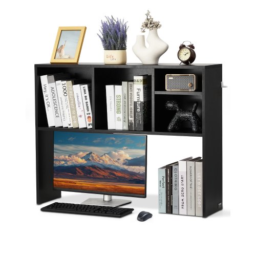 

VEVOR Libreria da Scrivania, Organizer per Oggetti da Scrivania 1 Livello, Scaffale per Esposizione in Legno per Ufficio, Libreria con Piedini Antiscivolo, per Ufficio Casa, 94 x 24 x 73 cm Nero