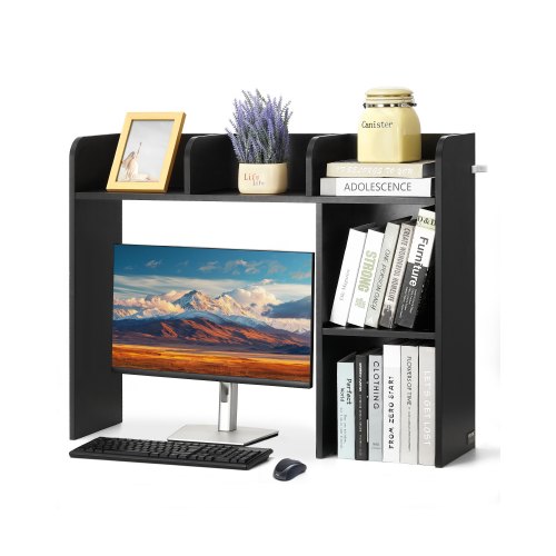 

VEVOR Libreria da Scrivania, Organizer per Oggetti da Scrivania 2 Livelli, Scaffale per Esposizione in Legno per Ufficio, Libreria con Piedini Antiscivolo, per Ufficio Casa, 945 x 241 x 734 mm Nero