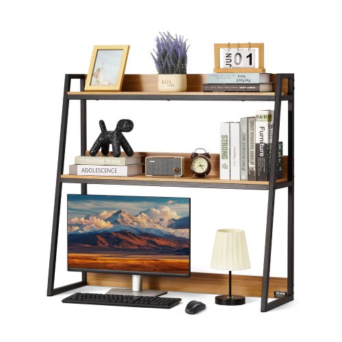 

VEVOR Libreria da Scrivania, Organizer per Scrivania a 2 Ripiani 95 x 32 x 90 cm, Scaffale Espositivo per Scrivania, Libreria con Piedini Antiscivolo, per Ufficio Casa Dormitorio, Colore del Legno