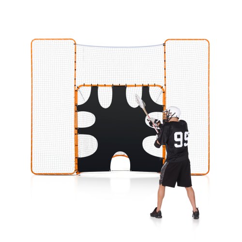 

VEVOR Rete da Lacrosse Portatile 3,66 x 2,74 m Telaio Porta da Lacrosse con Paracolpi e Bersaglio, Attrezzatura da Rimbalzo Allenamento 3 in 1, Telaio in Acciaio Pieghevole Portatile