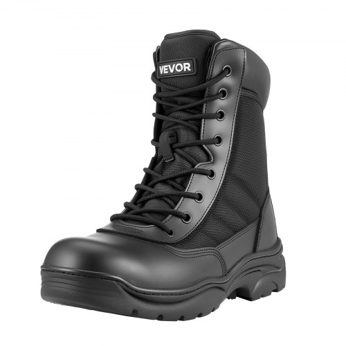 

VEVOR Stivali da Lavoro Stivali da Combattimento Taglia UK 9,5 con Cerniera Altezza 203 mm Traspiranti da Esterno per Sicurezza all'Aperto per Escursionismo Tessuto Oxford 1000D, Scarpe da Moto, Nero