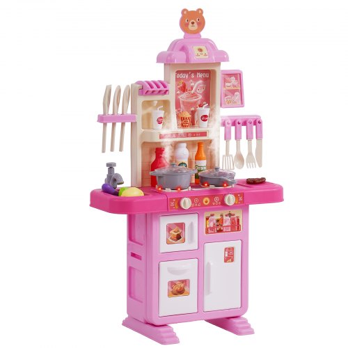 

VEVOR Set da Cucina per Bambini da 3 a 5 Anni, Set da Cucina da Gioco con Fornello con Vapore, Suoni e Luci, con Accessori da Cucina da 48 Pezzi per Bambini Piccoli, Bambini in Età Prescolare, Rosa