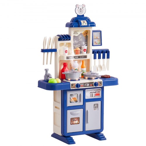 

VEVOR Set da Cucina per Bambini da 3 a 5 Anni, Set da Cucina da Gioco con Fornello con Vapore, Suoni e Luci, con Accessori da Cucina da 48 Pezzi per Bambini Piccoli, Bambini in Età Prescolare, Blu