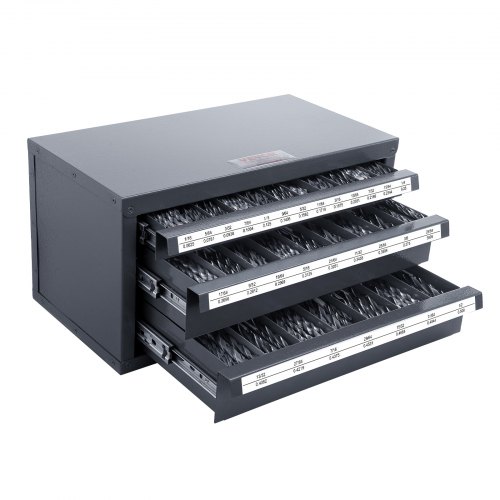 

VEVOR Dispenser Cassetta per Punte da Trapano 29 Scomparti da 1,6 mm a 12,7 mm, Scatola Cassetti per Punte da Trapano 3 Cassetti per Trapano 375 x 200 x 200 mm Impilabile Conservazione da Officina Garage