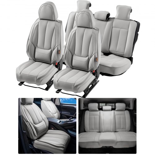 

VEVOR Coprisedili Universali Auto Sedili 13 Pezzi Set Completo Sedili Anteriori Posteriori, Coprisedili in Ecopelle, Completamente Chiuso, Poggiatesta Staccabile, Airbag, per Auto SUV Camion, Grigio