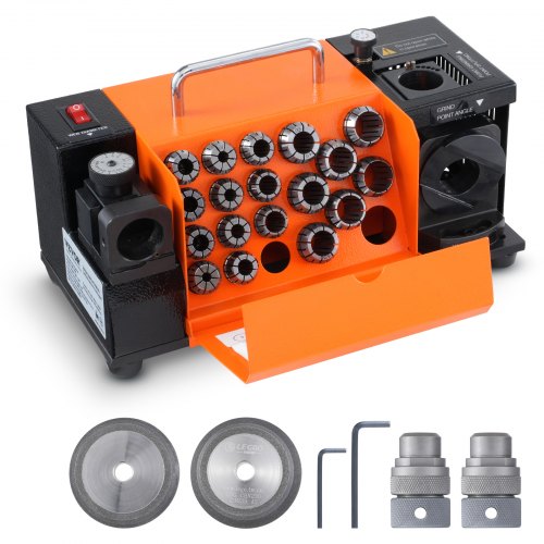 

VEVOR Affilatrice per trapano Smerigliatrice per trapano da 120 W Stazione di affilatura a 4500 giri/min Affilatrice per trapano in acciaio 45# Angolo della punta regolabile 95-135° 18 pinze