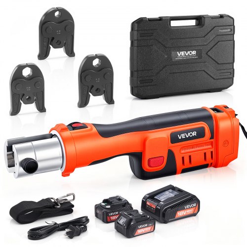 

VEVOR Pinza Crimpatrice Elettrica Idraulica da 18 V con Ganasce M15, M22, M28 per Tubi in Acciaio Inox, Utensile di Crimpatura Elettrico con 2 Batterie da 4 Ah, Forza 32 kN e Valigetta per Trasporto