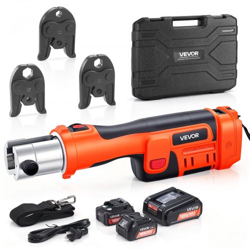

VEVOR Pinza Crimpatrice Elettrica Idraulica da 18 V con Ganasce V15, V22, V28 per Tubi in Acciaio Inox, Forza 32 kN con 2 Batterie da 4 Ah, Testa Rotante, Caricabatteria e Valigetta per Trasporto