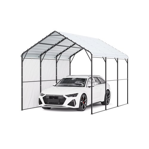 

VEVOR Carport in Metallo per Impieghi Gravosi 3 x 4,5 x 3,15 m con Struttura e Tetto in Acciaio Zincato, Tenda da Garage Pareti Laterali Rimovibili, Ricovero per Auto per Pick-up, Barca,Trattori